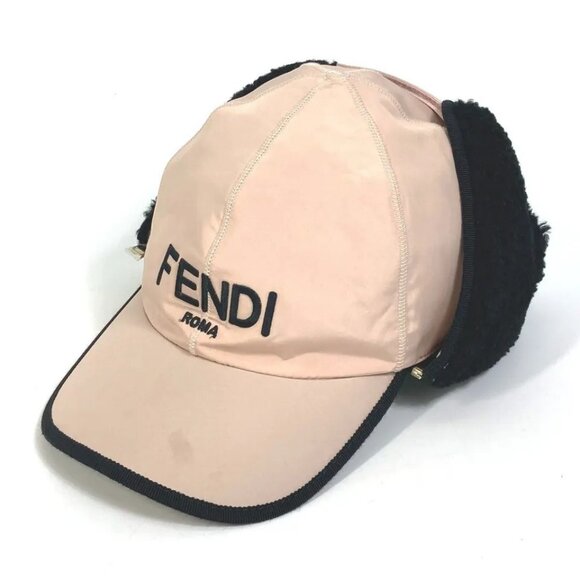 FENDI FXQ679 logo Flight cap With bore hat polyester pink main image 4